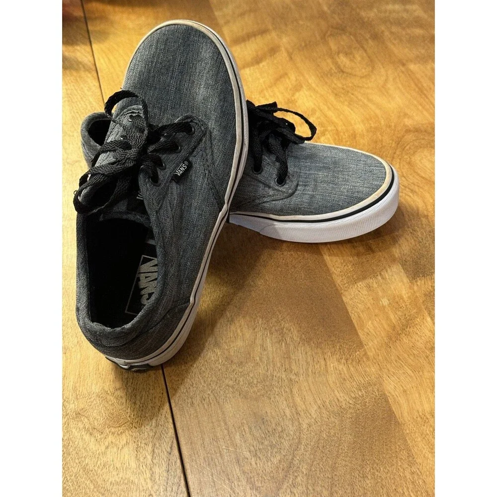 Vans Youth Size 3 Atwood Pewter Gray White Canvas Skate Shoes